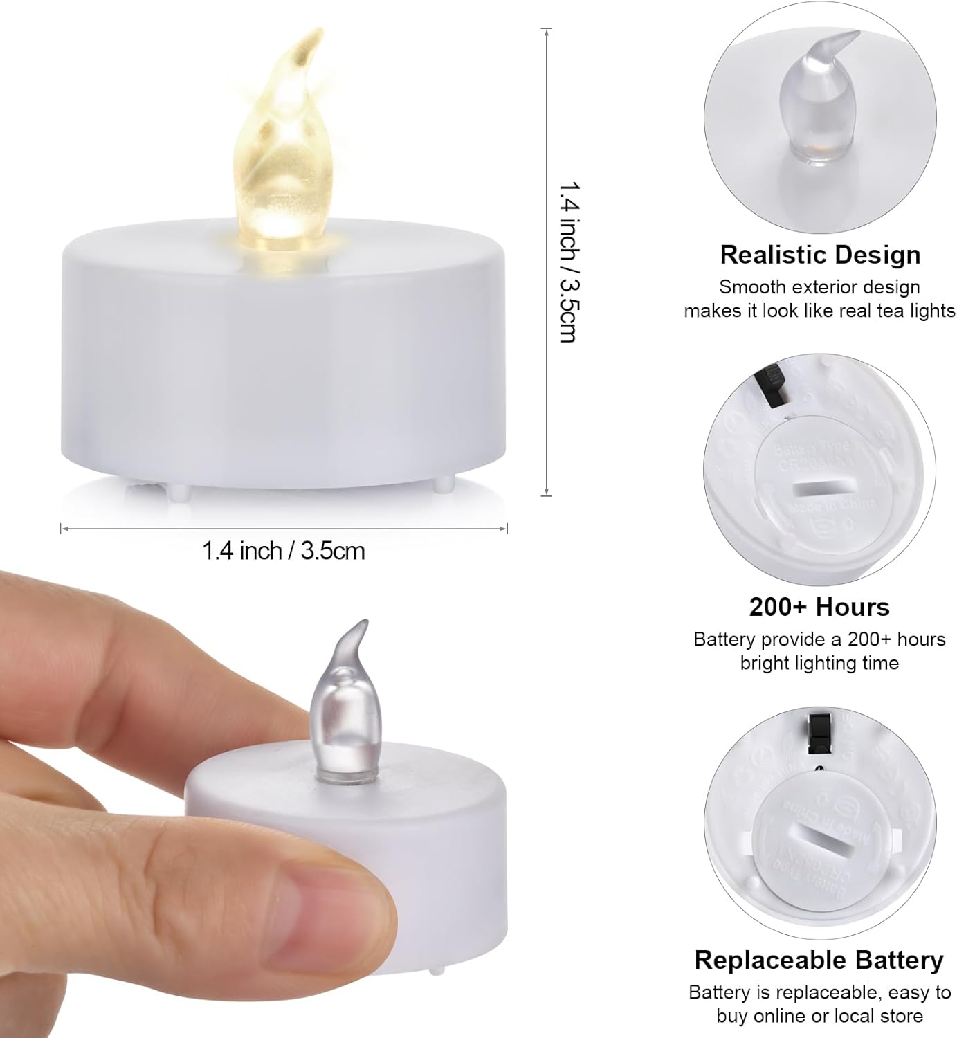 LED Tea Lights Candles- 150PACK Warm Yellow Flameless Candles Realistic and Bright Flickering Long Lasting 200Hours for Holiday Celebration,Party,Home Decoration Warm Yellow,Battery Operated