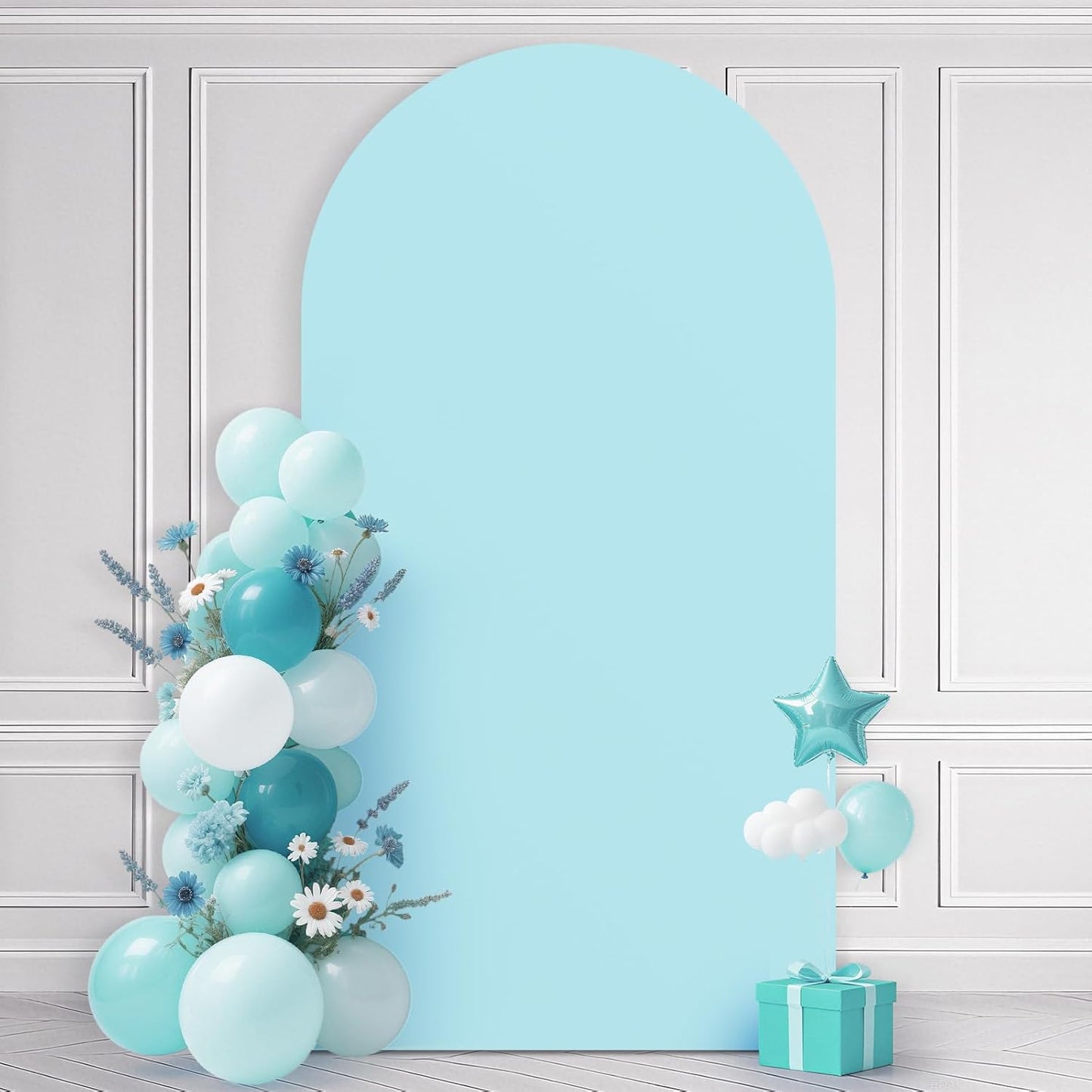 Ledido Wedding Arch Backdrop Cover 6FT Arch Covers Fitted Stretchy Spandex Round Top Stand Backdrop Cover for Wedding Banquet Ceremony Birthday Party Baby Shower Event Decoration,Blue