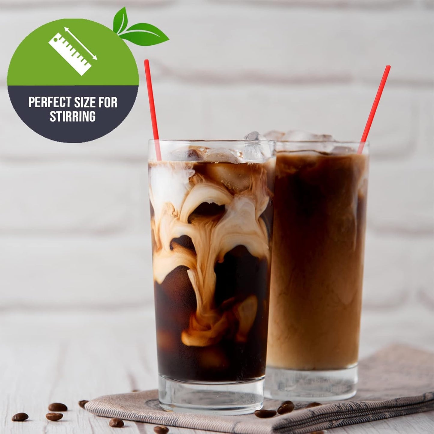 PAMI 1000 Pack Disposable 7 Inch Plastic Coffee Stirrers Straws Red Cocktail Straws for Hot and Cold Drinks