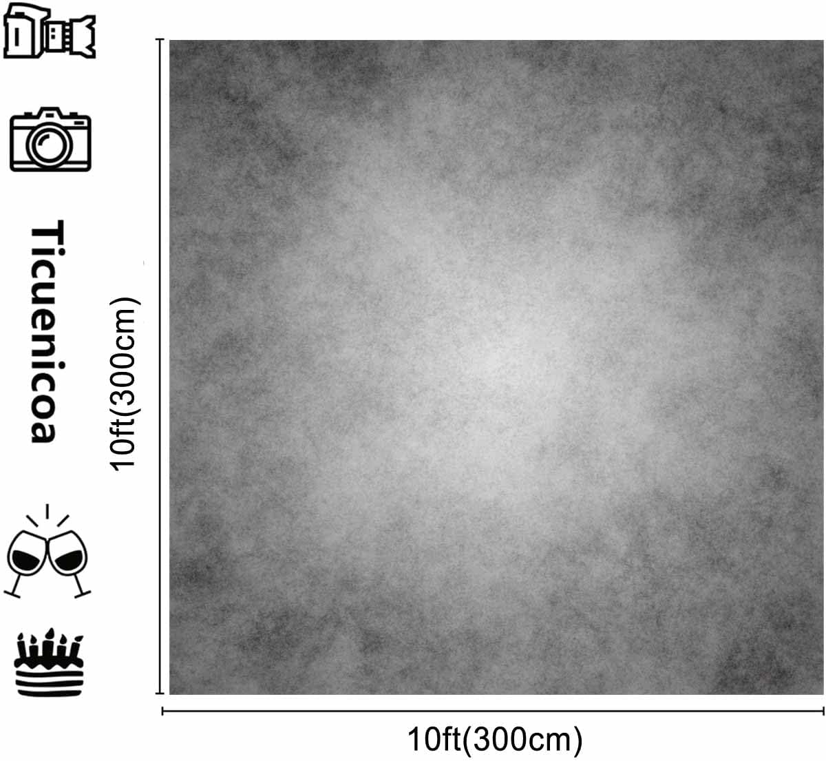 10x10ft Gray Abstract Photography Backdrops Grey Portrait Photo Studio Prop Background for Photographyer Ash Texture Backdrop for Party