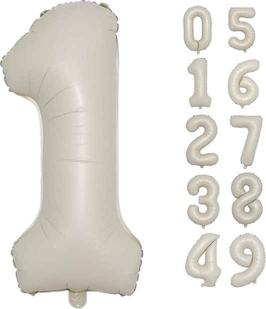 40 Inch Cream White Number1st Balloon Mylar Big Foil Helium Number 10th 11st 21 31 61 Balloon for Party Decorations,Digital Birthday Party Wedding, Boy Baby Shower Decorations (Cream No 1)