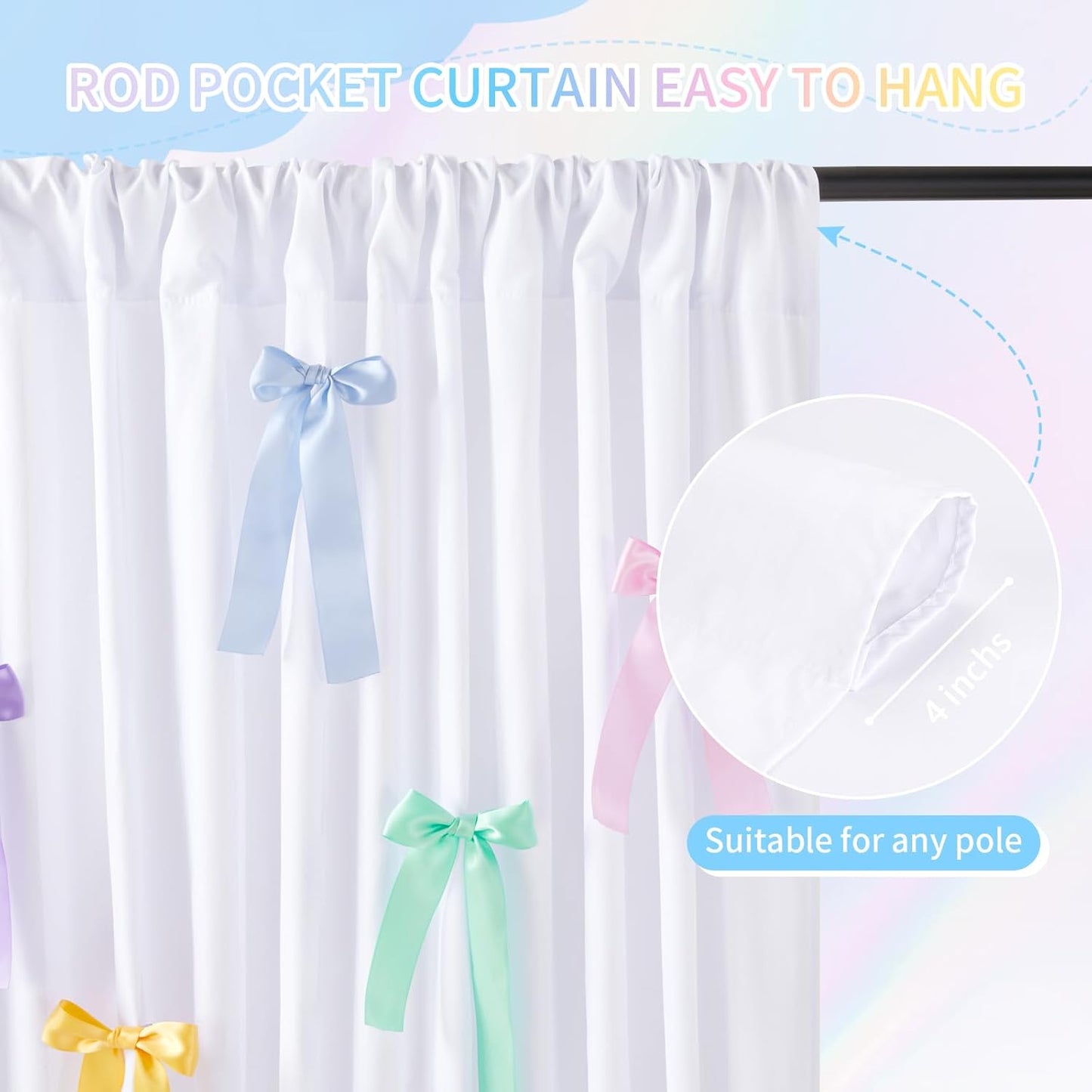 White Backdrop Curtain: 5.8×8ft Backdrop DIY Creative Photography Props Background - Shower Party Event Decorations
