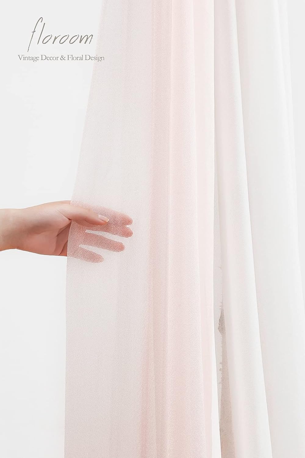 Floroom Wedding Arch Draping Fabric 2 Panels 20Ft Chiffon Fabric Drapes Arbor Drapery Wedding Ceremony Reception Swag Decorations (Blush & White)