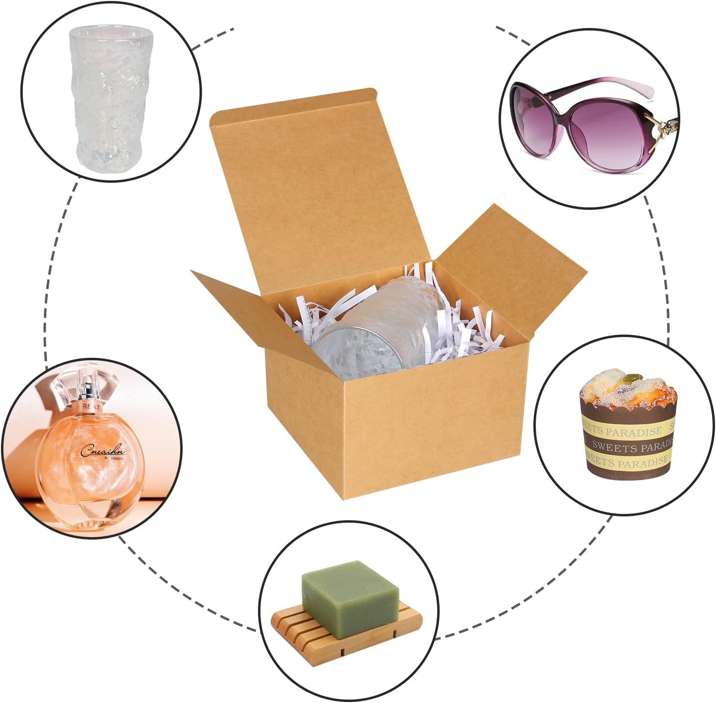 COTOPHER Small Gift Boxes 10 Pack 6x6x4 inches Brown Gift Boxes with Lids for Gifts, Crafting, Wedding Party Favor, Cupcake Box, Candy, Bridesmaids Proposal Box