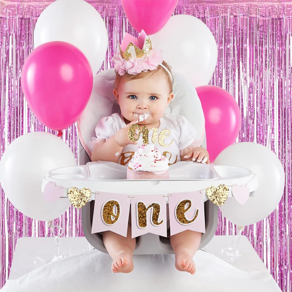 BEISHIDA 4 Pcs Pink Door Streamers Tinsel Curtain Party Streamers Backdrop Fringe Foil Wall Background for Birthday Christmas Wedding Pink Girls Valentine's Day Party Decoration(3.28 ft x 6.56 ft)