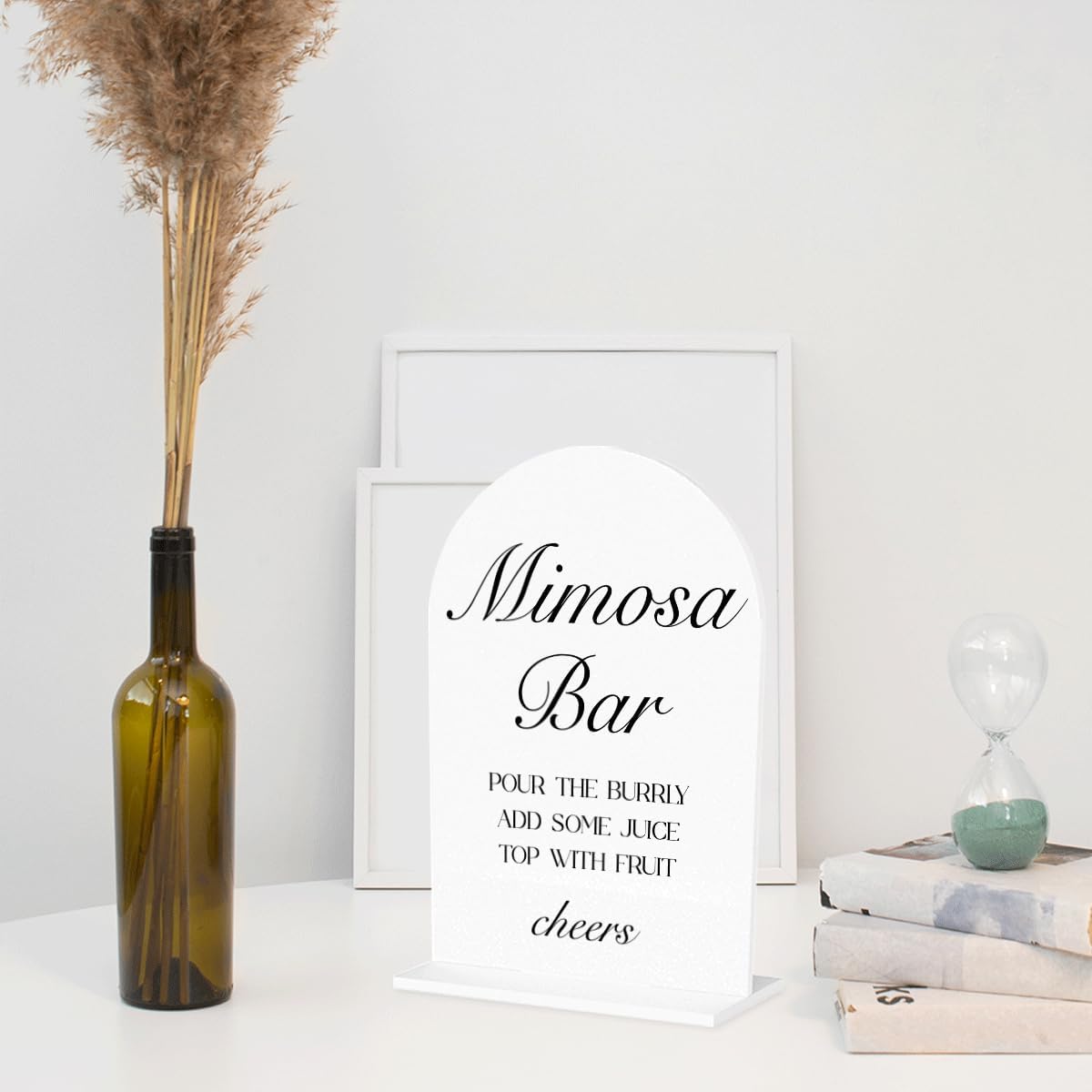 Mimosa Bar Sign, Open Bar Signs, Wedding Engagement Bridal Shower Decor for Reception Ceremony Party, Weddings White Acrylic Sign