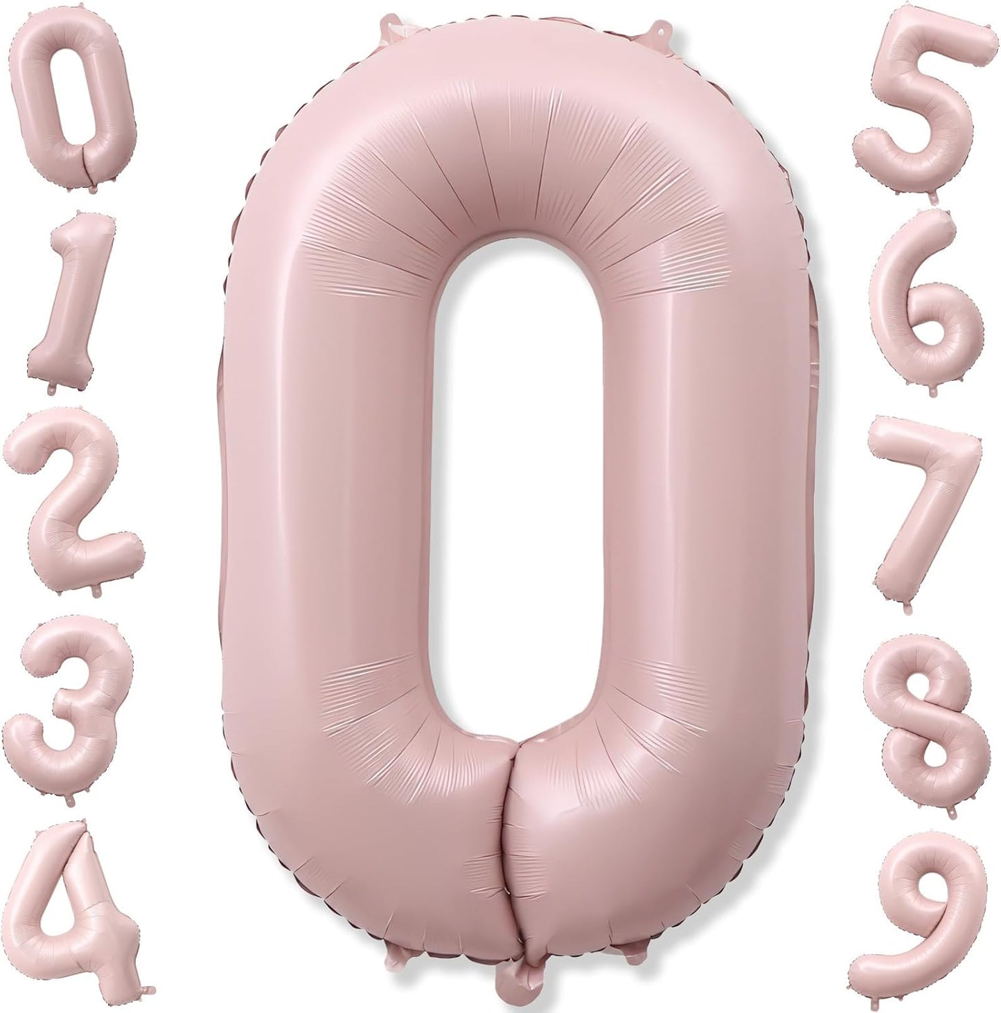 40 Inch Balloon Number 0 Pastel Pink, Large Foil Dusty Retro Pink Number Balloons Set 0-9 for Girls, 0 Helium Balloon for Boho Women Birthday Anniversary Graduation New Year Party Decoration Supplies