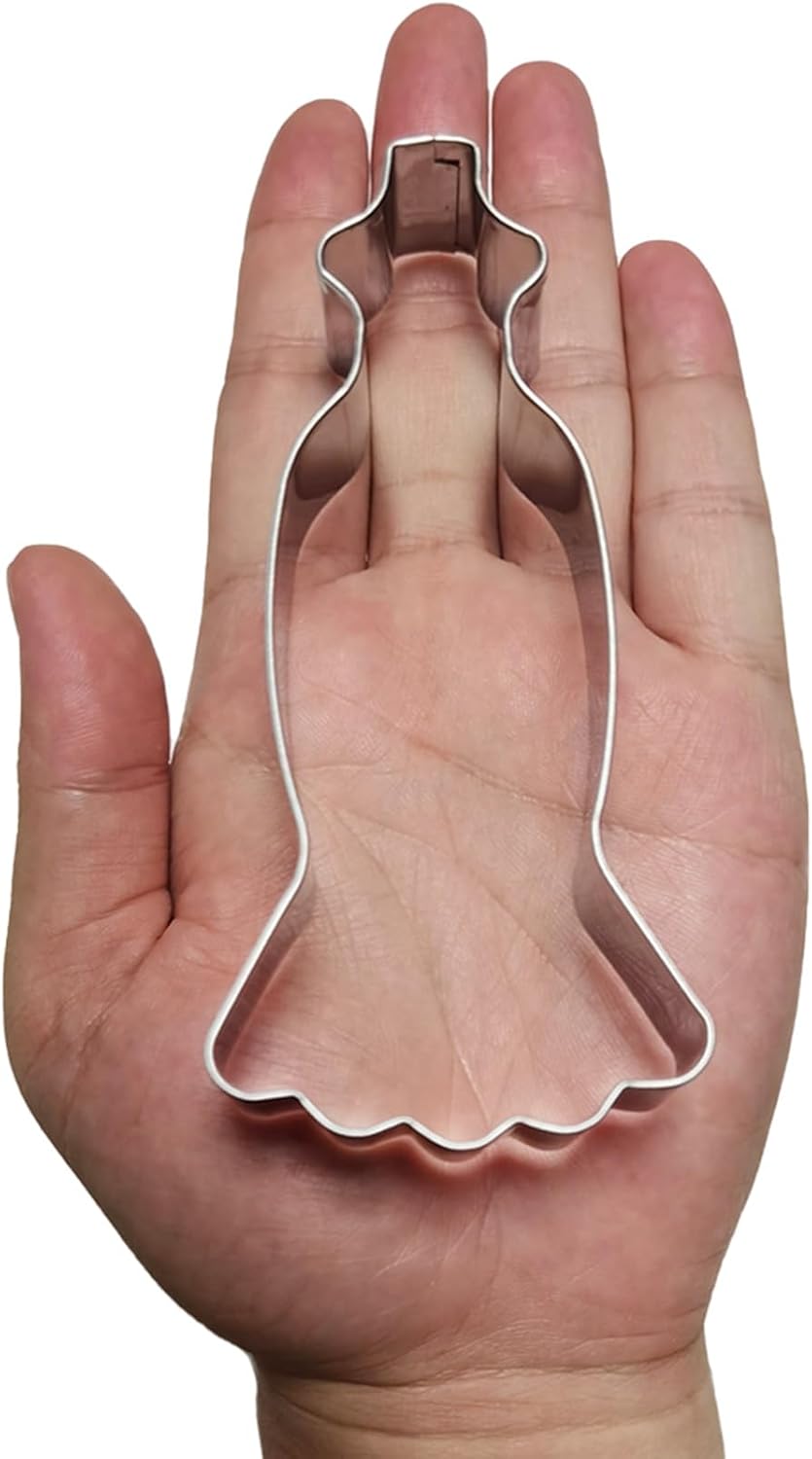 Large Size Dress Shaped Cookie Cutter, Stainless Steel Strapless Mermaid Fishtail Princess Wedding Dress Cookie Cutter, 4.7 Inches