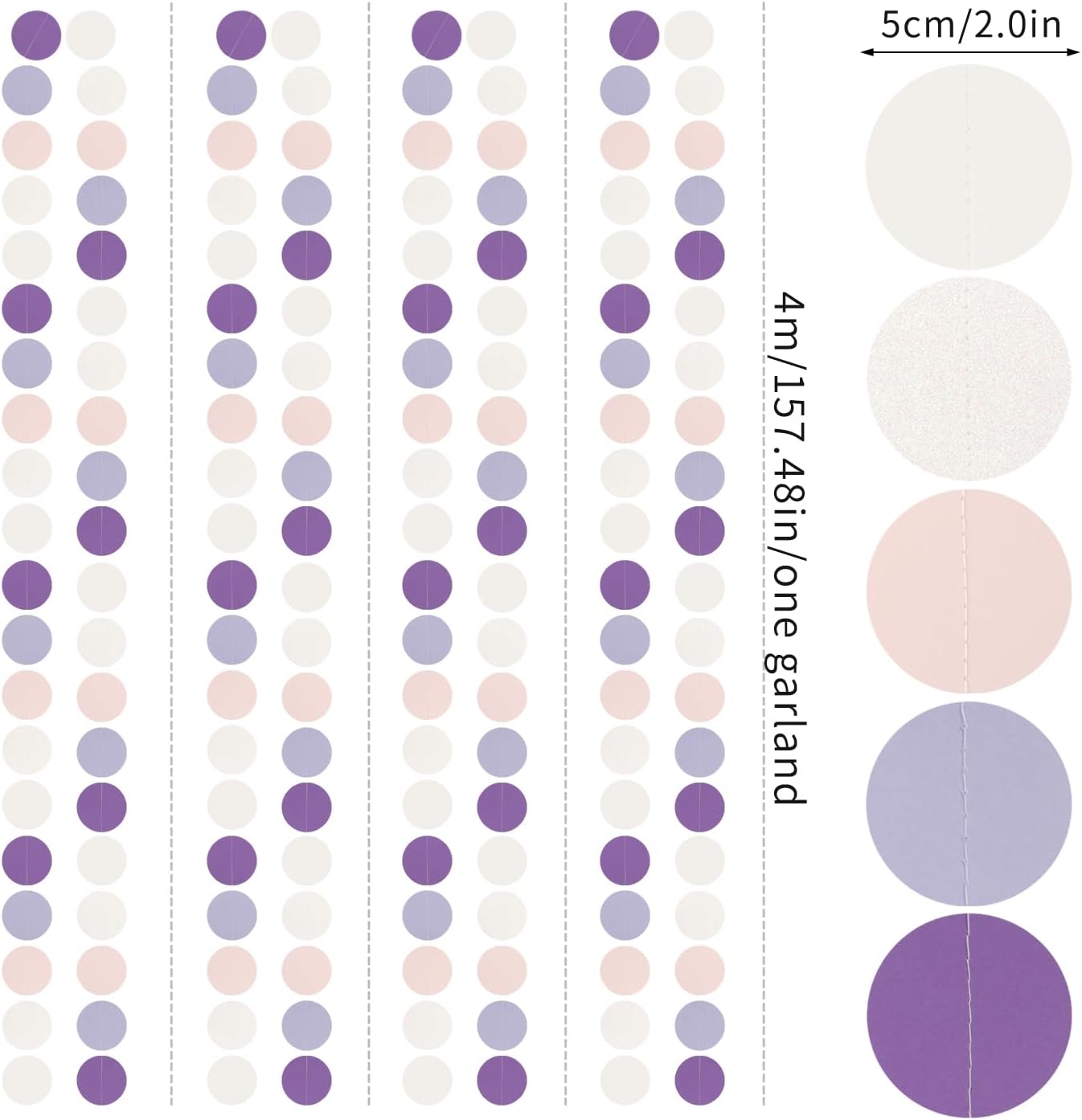 Purple-White Pink Birthday Party-Decorations Streamers - 52FT Girl Women Hanging Paper Garland Banner,Baby Bridal Shower Engagement Wedding Anniversary Bachelorette Backdrop Decor Hugtmr