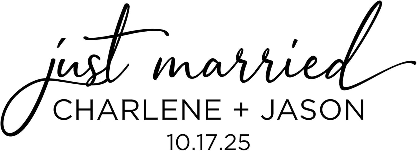 Personalized Just Married Car Decal, Just Married Vinyl Sticker, Wedding Day Car Decor, Choose from Several Sizes and Colors