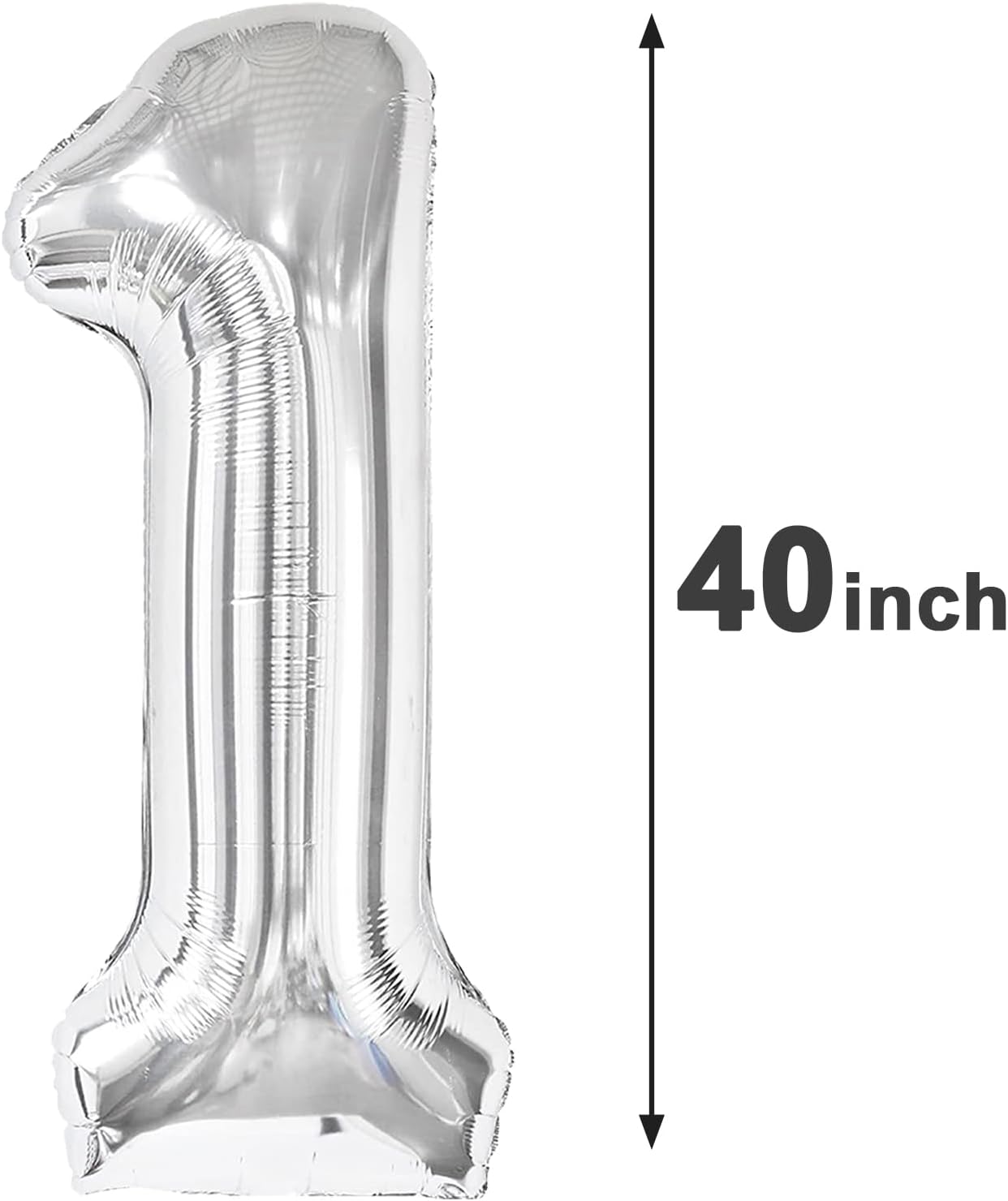 Silver Number 1 Balloon 40 inch, Number 1 Birthday Balloon for Boy Girl, Silver Foil One Balloon for 1st 10 11 12 16 18 Birthday Party, Anniversary Celebration Number Balloons Decorations
