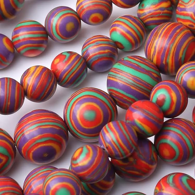 Painted Peacock Turquoise Stone Beads Gemstone Round Crystal Energy Jade Beads Stone Beads for Jewelry Making DIY Bracelet Necklace Jewelry Making 1 Strand 15.5inch 35PCS 10MM