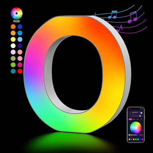 OJQ Light Up Letters LED Letter - Marquee Letters Room Decor Alphabet Letter Music Sync Color Change Colorful - Christmas Birthday Gifts for Girl - Teen Girls Gifts Party Home Wall Decor