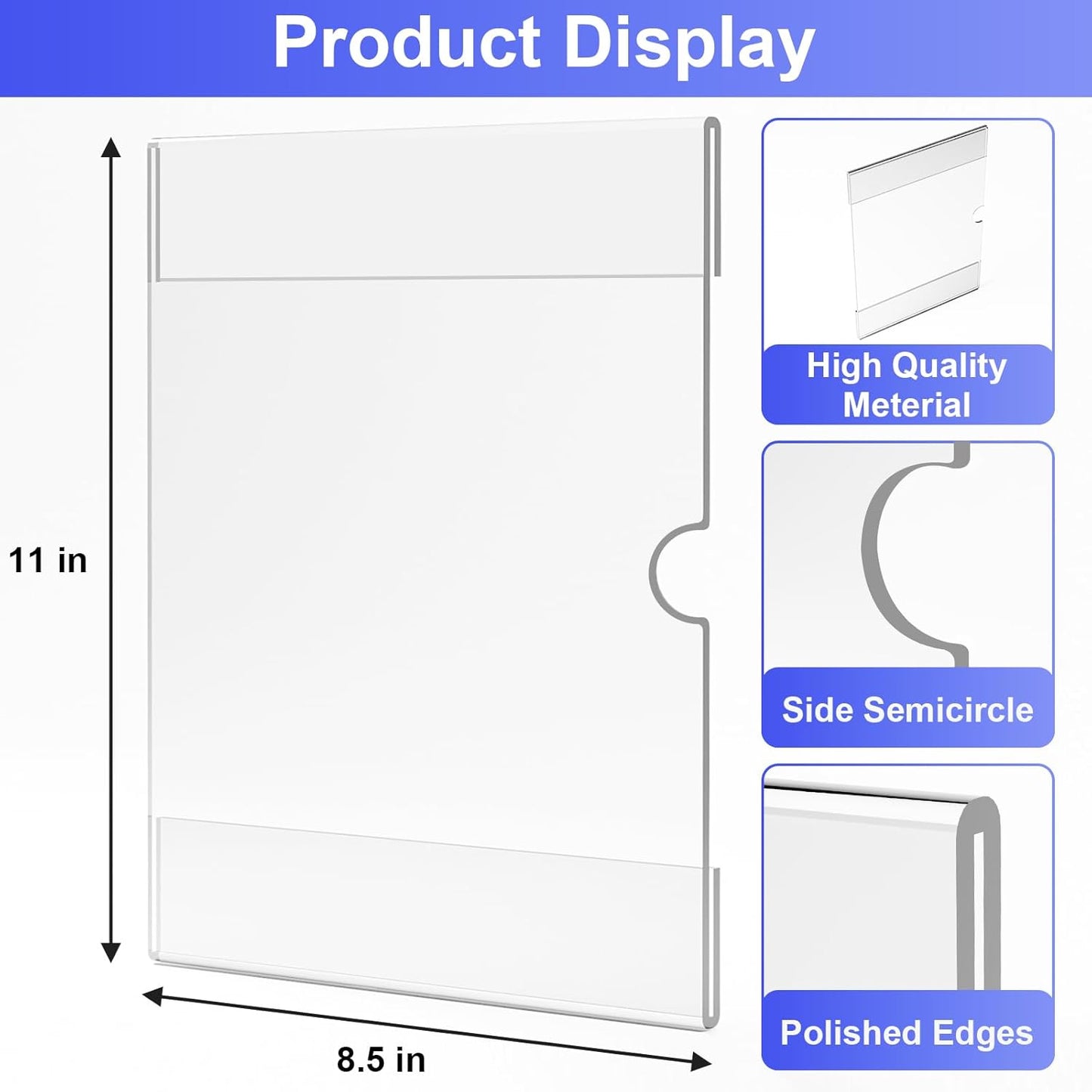 8.5x11 inches Acrylic Sign Holder Wall Mounted Portrait Nami Tape, 8 1/2 x 11 Clear Plastic Plexiglass Sign Holder for Office, Home, Store, Restaurant Window Door -No Drilling(3 Pack)