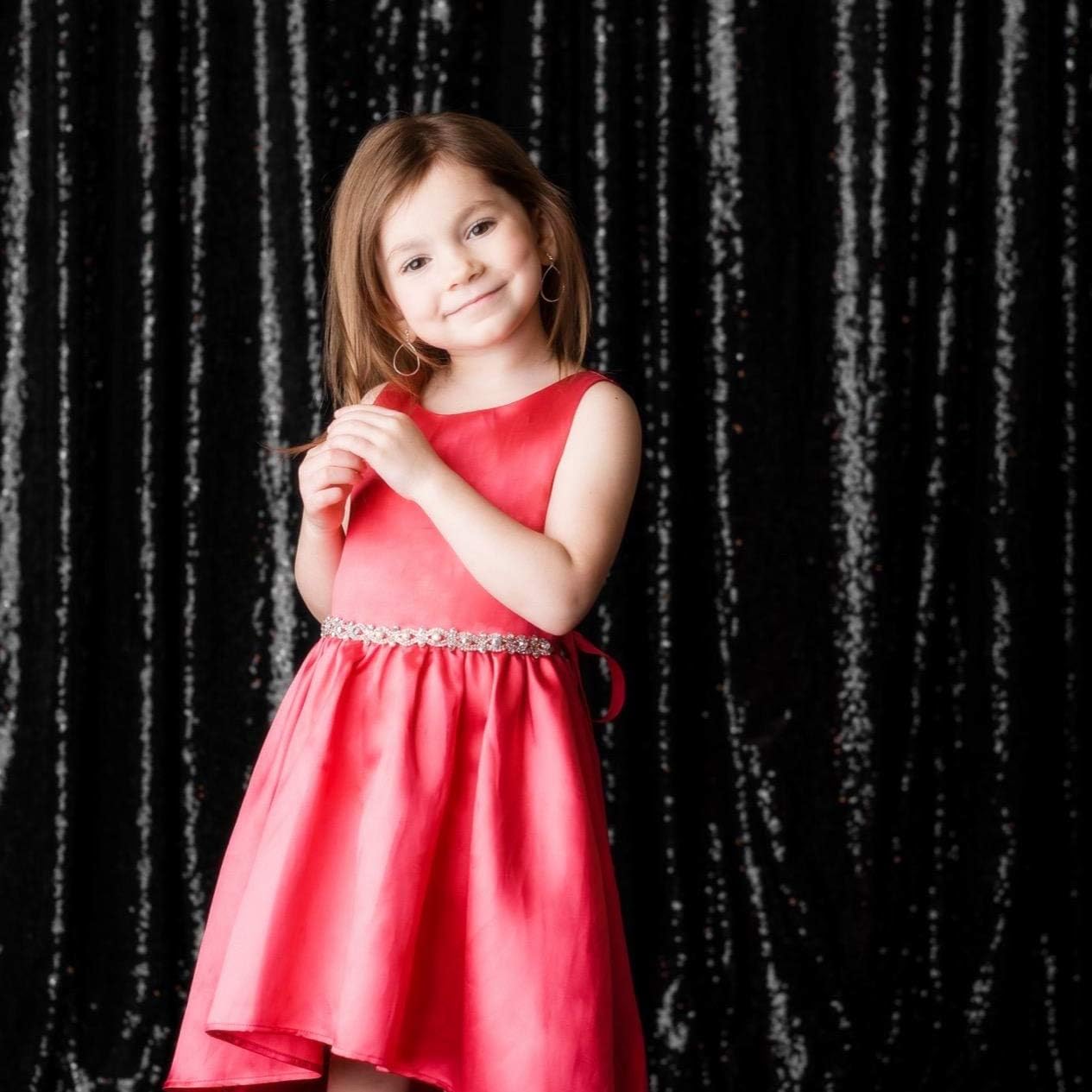 Eternal Beauty Black Sequin Backdrop, 5x7 Ft Halloween Glitter Background Curtains for Shimmer Photography Party Wedding Birthday Back Drop Decor