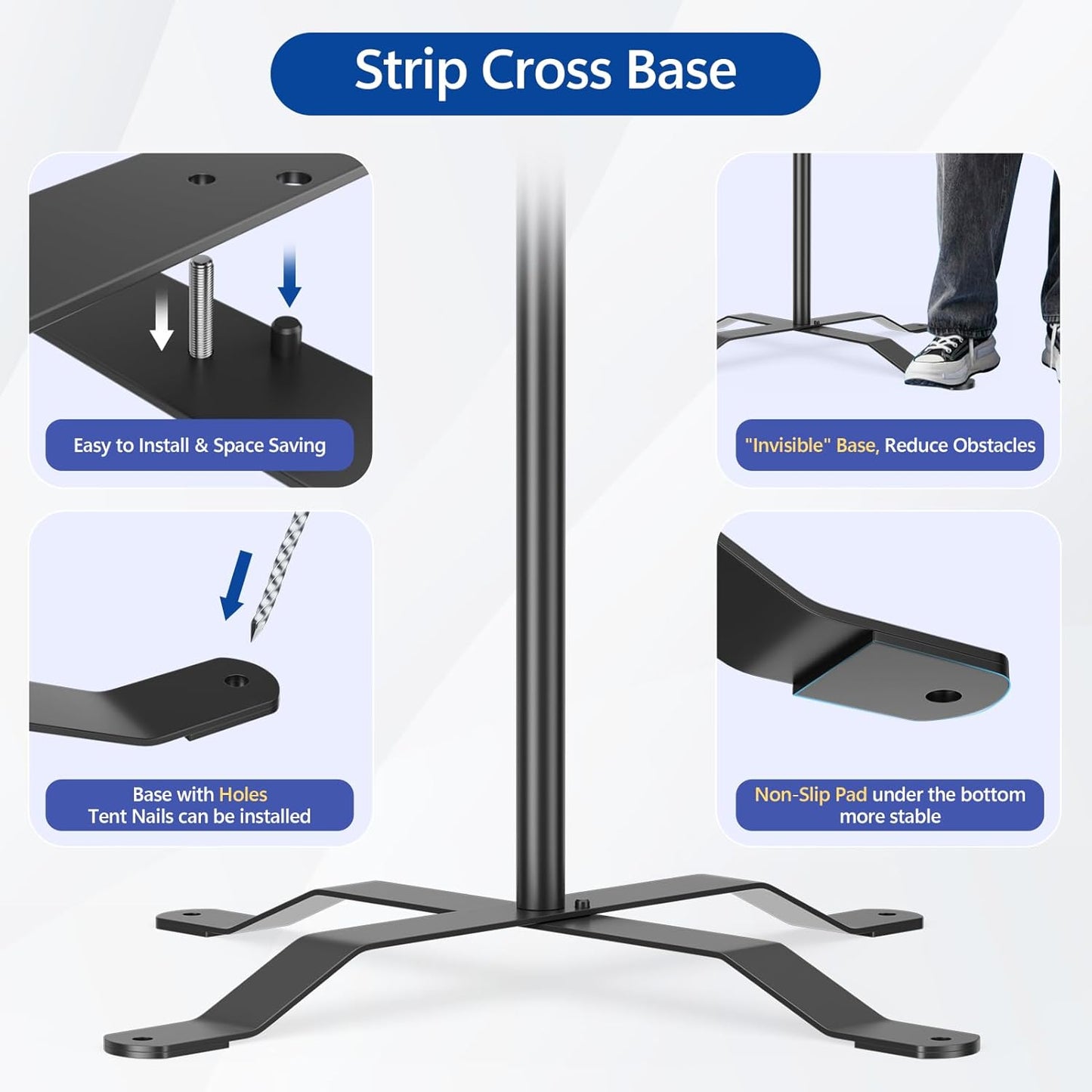 EMART Backdrop Stand 10x8.5FT Photo Studio Adjustable&Lockable Background Stand Support kit with Cross Base for Photography, Parties, Wedding, Outdoors (with 8 Tent Nails, 2 Water Bag, 4 Clamps)