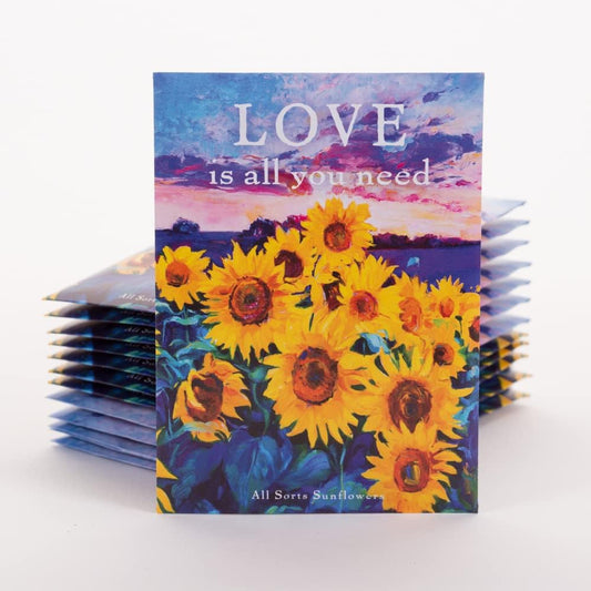 Love is All You Need - 25 Assorted Sunflower Packets for Planting, Helianthus Flower Seeds, Beautiful Valentine's Day Gift, Bentley Seed Co.
