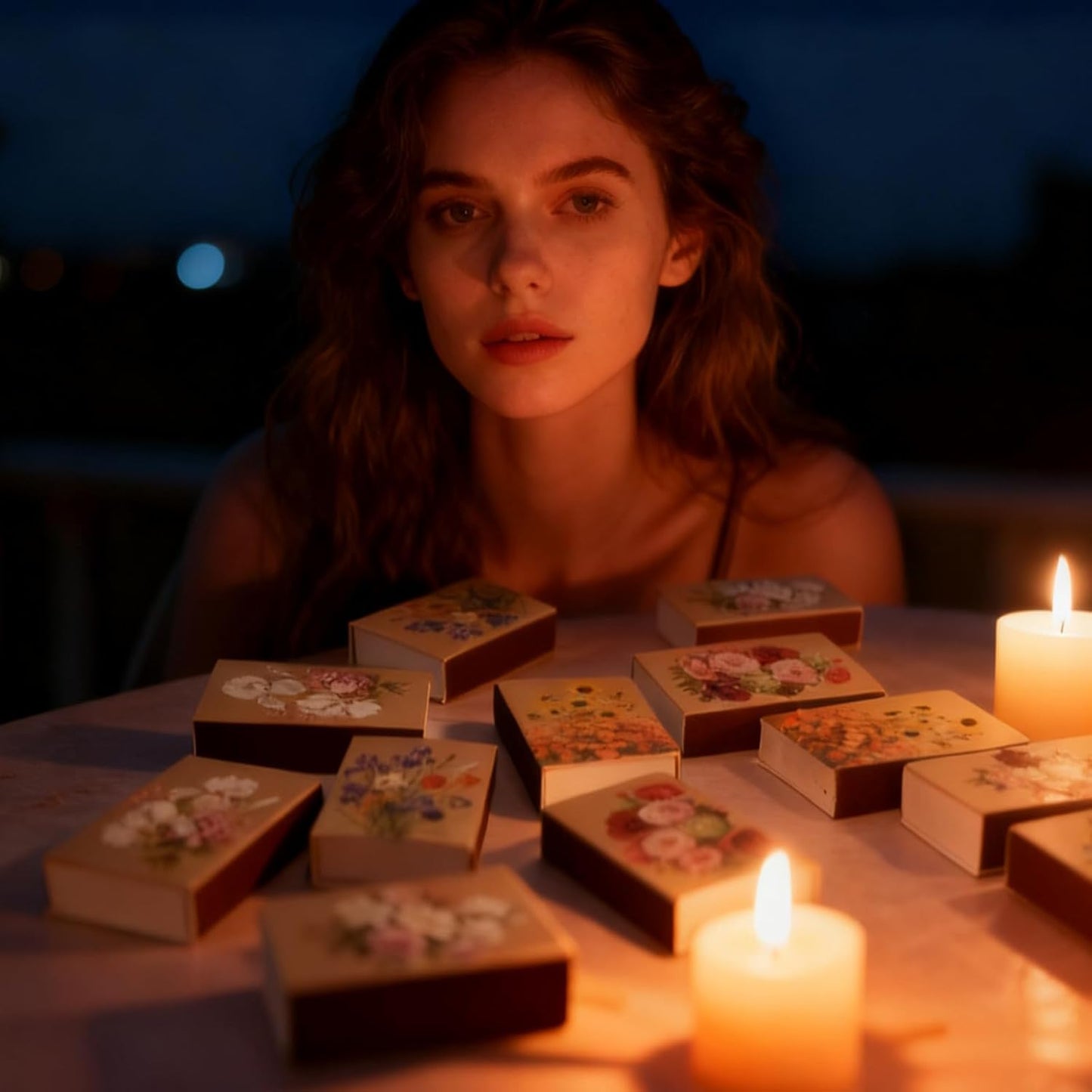 60pcs Flower Match Boxes, 2.25x1.42x0.59in Bulk Fall Spring Floral DIY Light Brown Storage Containers Holders Double-Sided Strikers Wedding Bridal Baby Shower Birthday Party Favor, No Matches Included