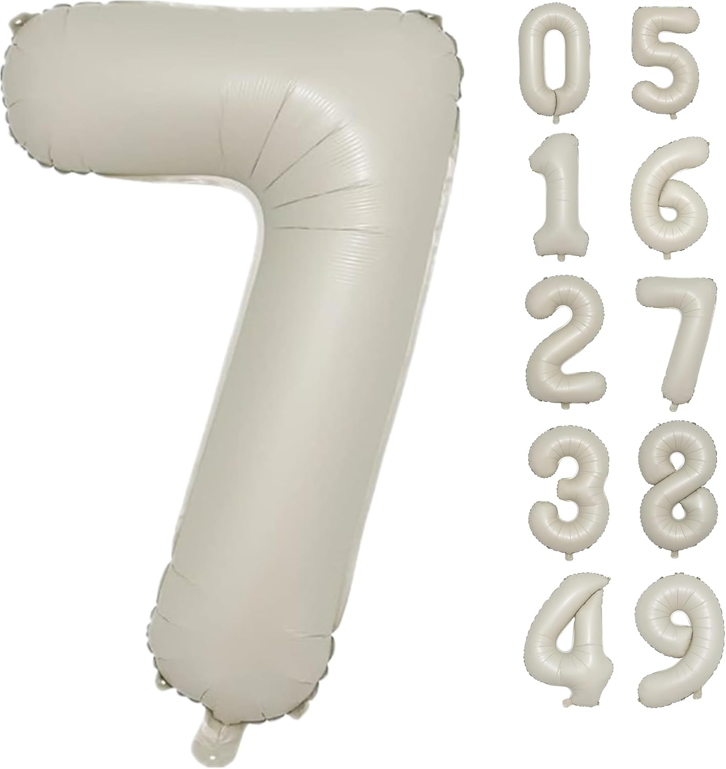 40 Inch Cream White Number 7 Balloon Mylar Big Foil Helium Number 17 27 77 Balloon for Party Decorations,Digital Birthday Party Wedding Decorations, Boy Baby Shower Decorations (Cream No 7)