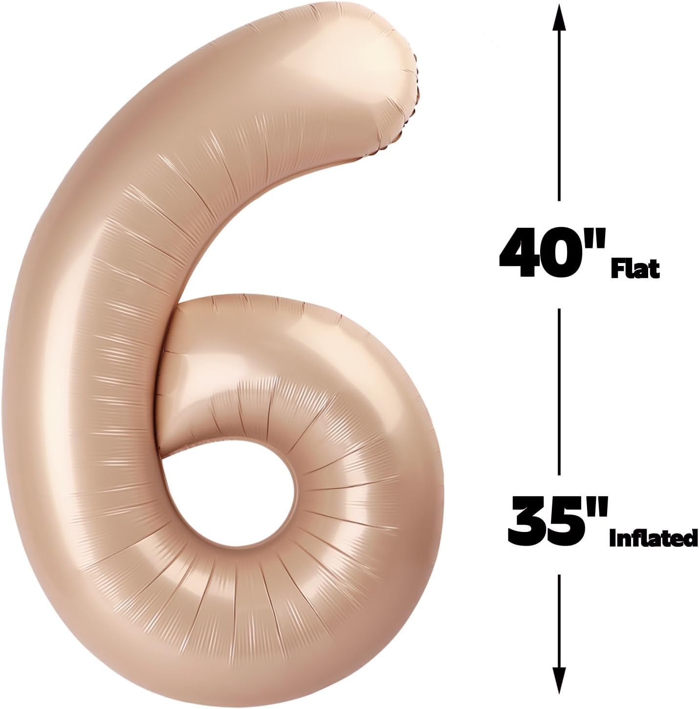 2026 Light Brown 40 Inch Mylar Foil Number 6 Balloon, Birthday Balloons for 6 16 Boy Girl Party Decorations Supplies,Light Brown Big Helium Balloon Numbers for 26 36 46 60 Men Women Anniversary