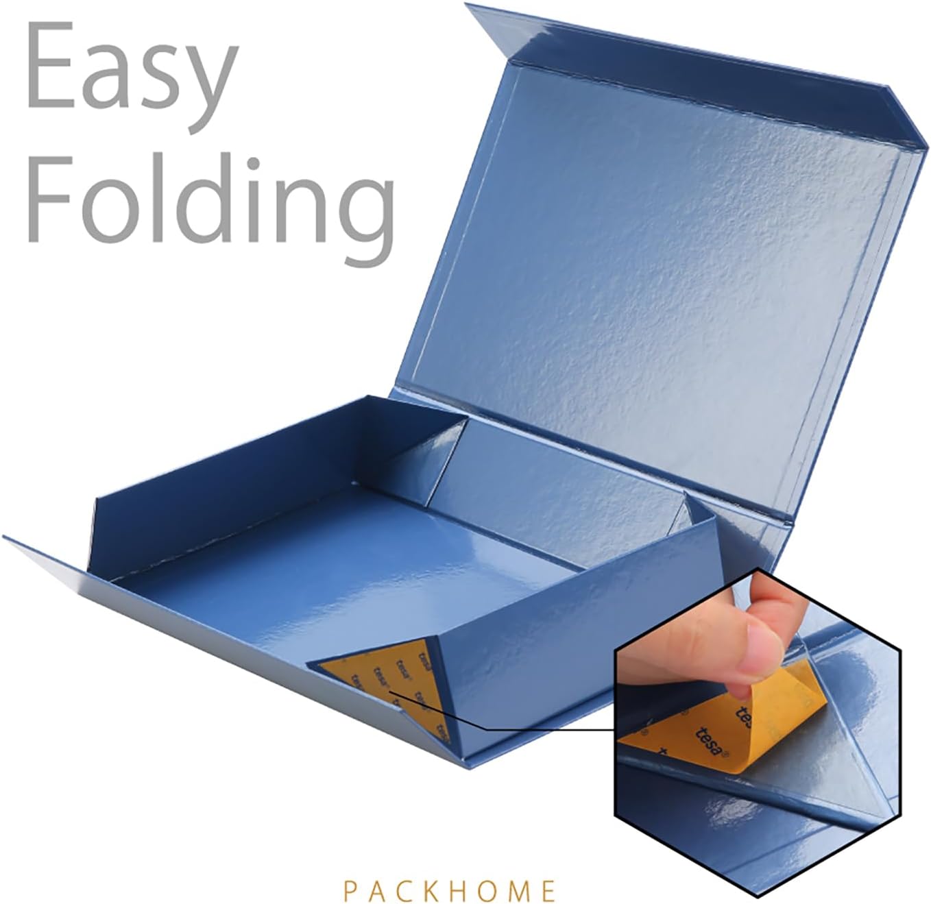 PACKHOME Gift Box 11.5x8x2.5 Inches, Sturdy Shirt Box with Magnetic Lid for Multiple Occasions (Glossy Blue)