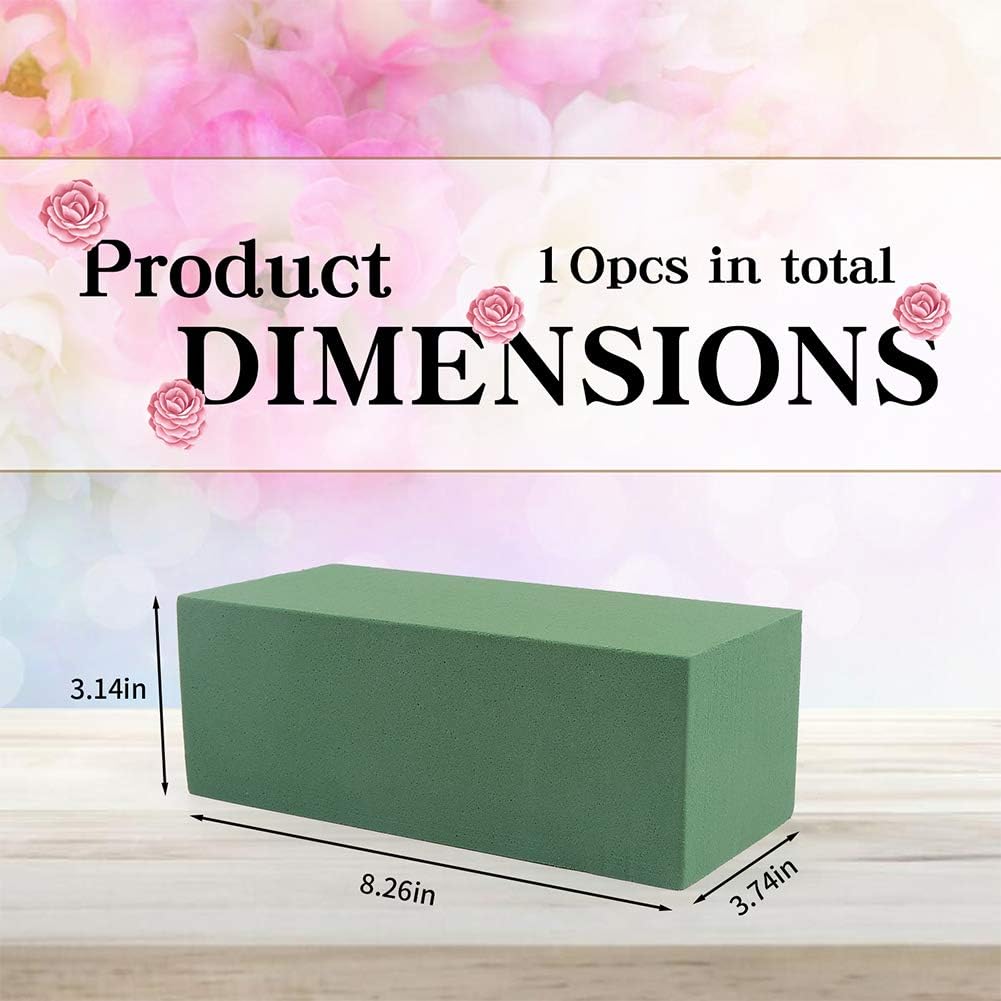 CCINEE Floral Foam Bricks,Florist Foam Green Wet Blocks Supplies for Flower Arrangement DIY Craft,Pack of 10