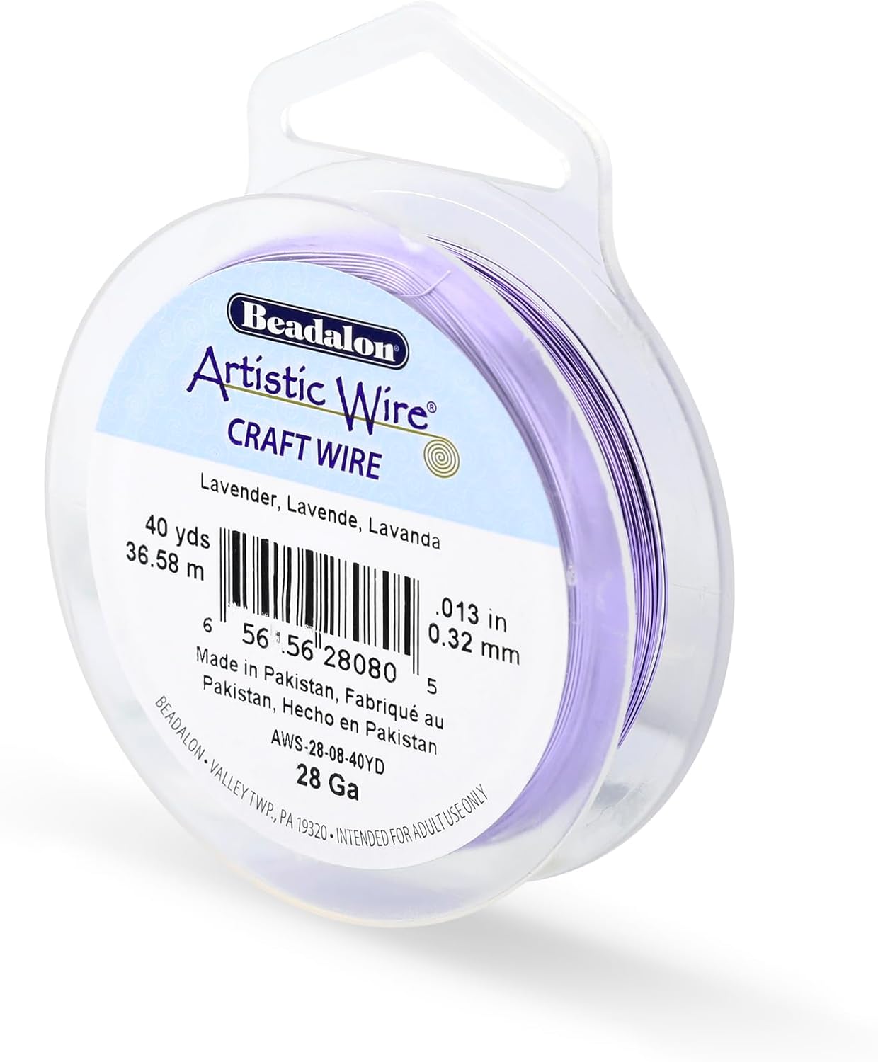 Artistic Wire, 28 Gauge Tarnish Resistant Colored Copper Craft Wire, Lavender, 40 yd
