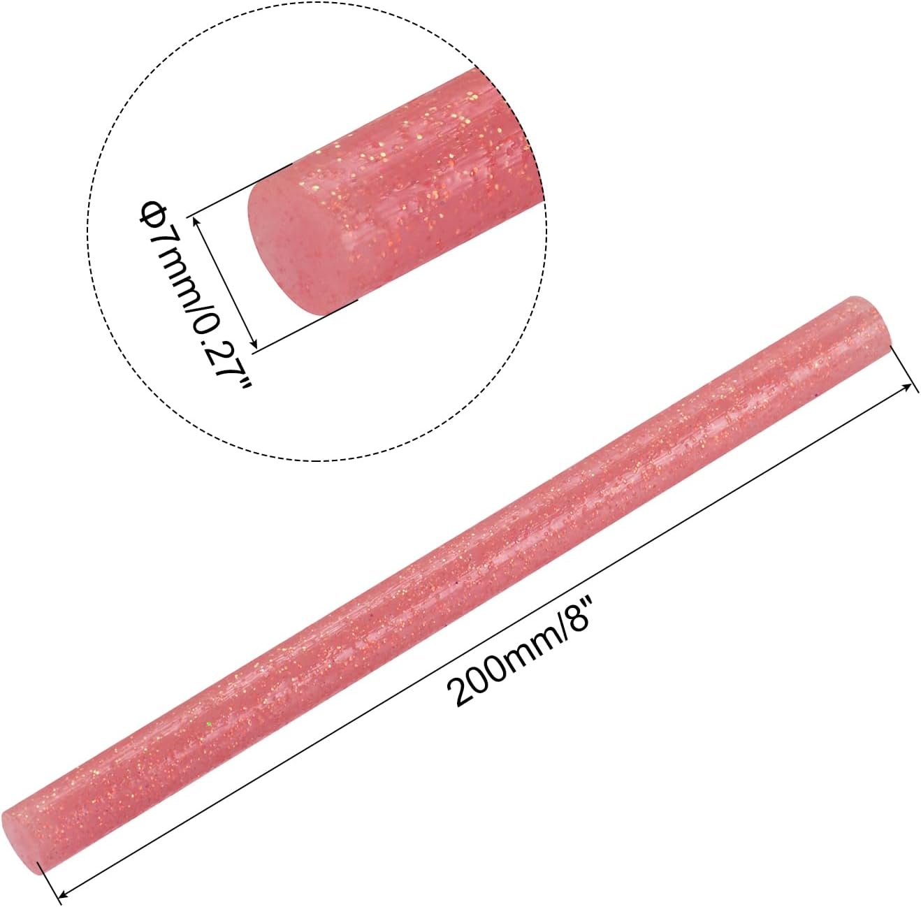 uxcell 20pcs Hot Glue Sticks for Glue Gun 7mm/0.27-inch x 8-inch Mini Hot Melt Adhesive Glue Stick Glitter Light Red