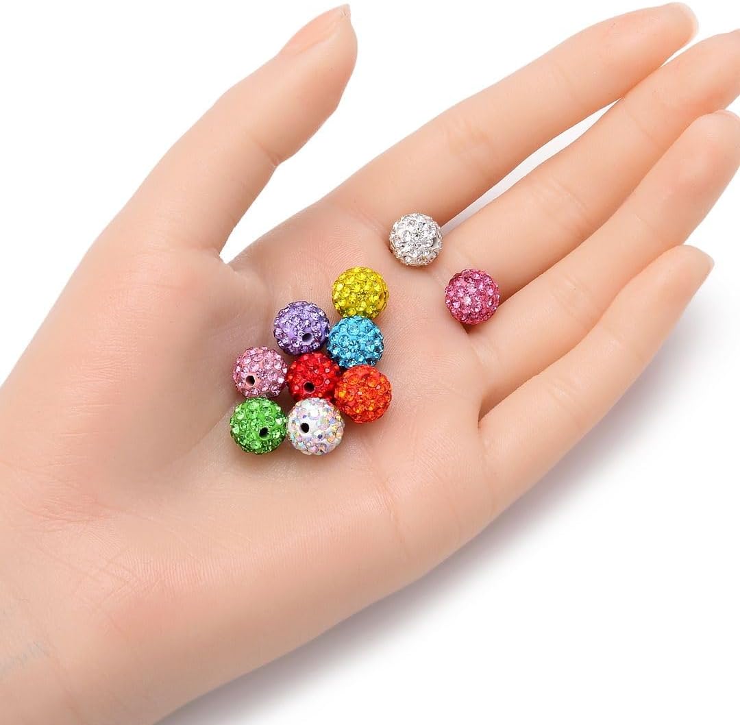 100pcs Adabele Grade A Suncatcher Crystal Rhinestone Pave Loose Beads 10mm Tanzanite Purple Polymer Clay Disco Ball Spacers Compatible with Shamballa All Craft Jewelry Making DB10-26