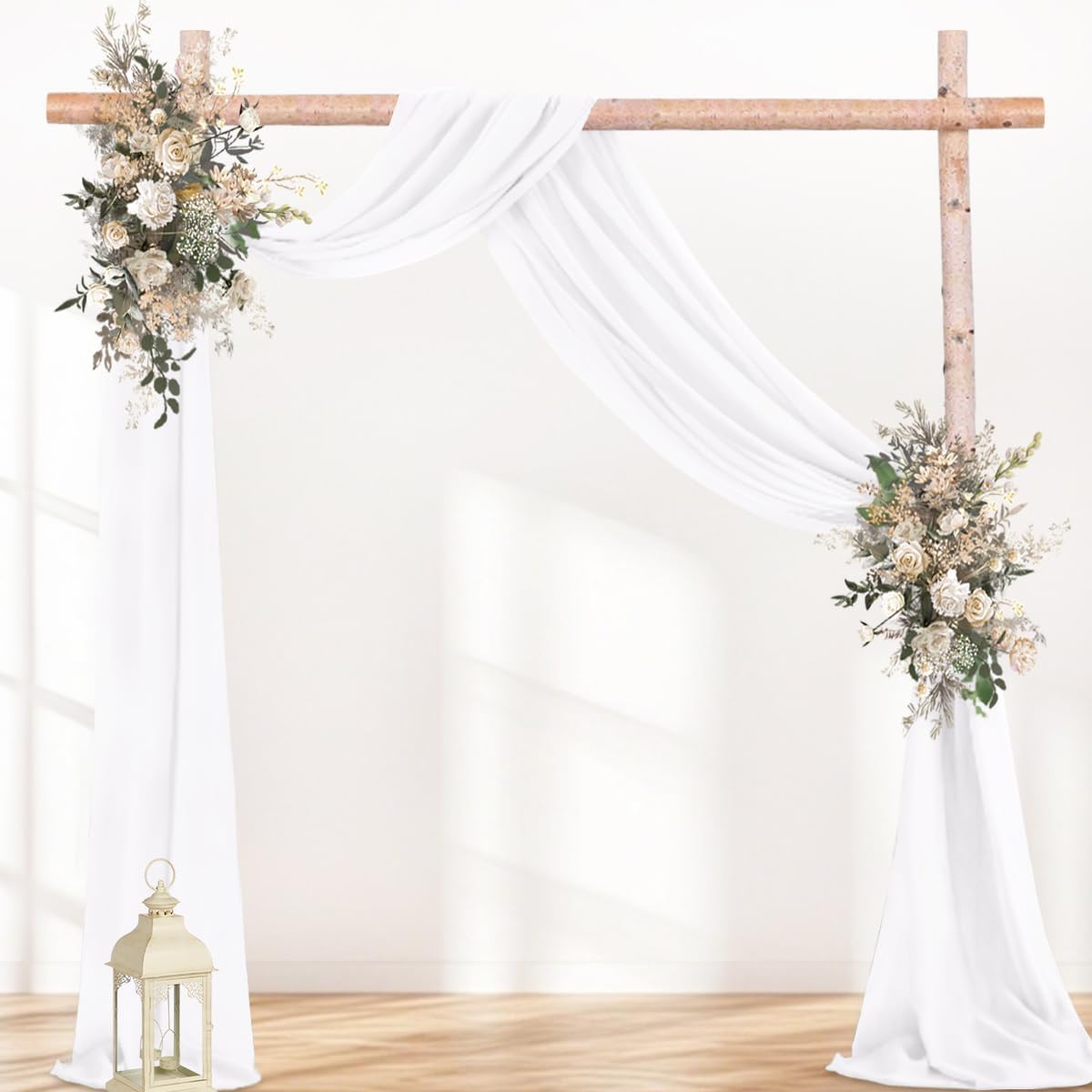 White 2 Panels Wedding Arch Draping Fabric 29" x 20Ft Sheer Drapes Outdoor Curtain for Wedding Party Baby Bridal Shower Arch Ceiling Backdrop Decor
