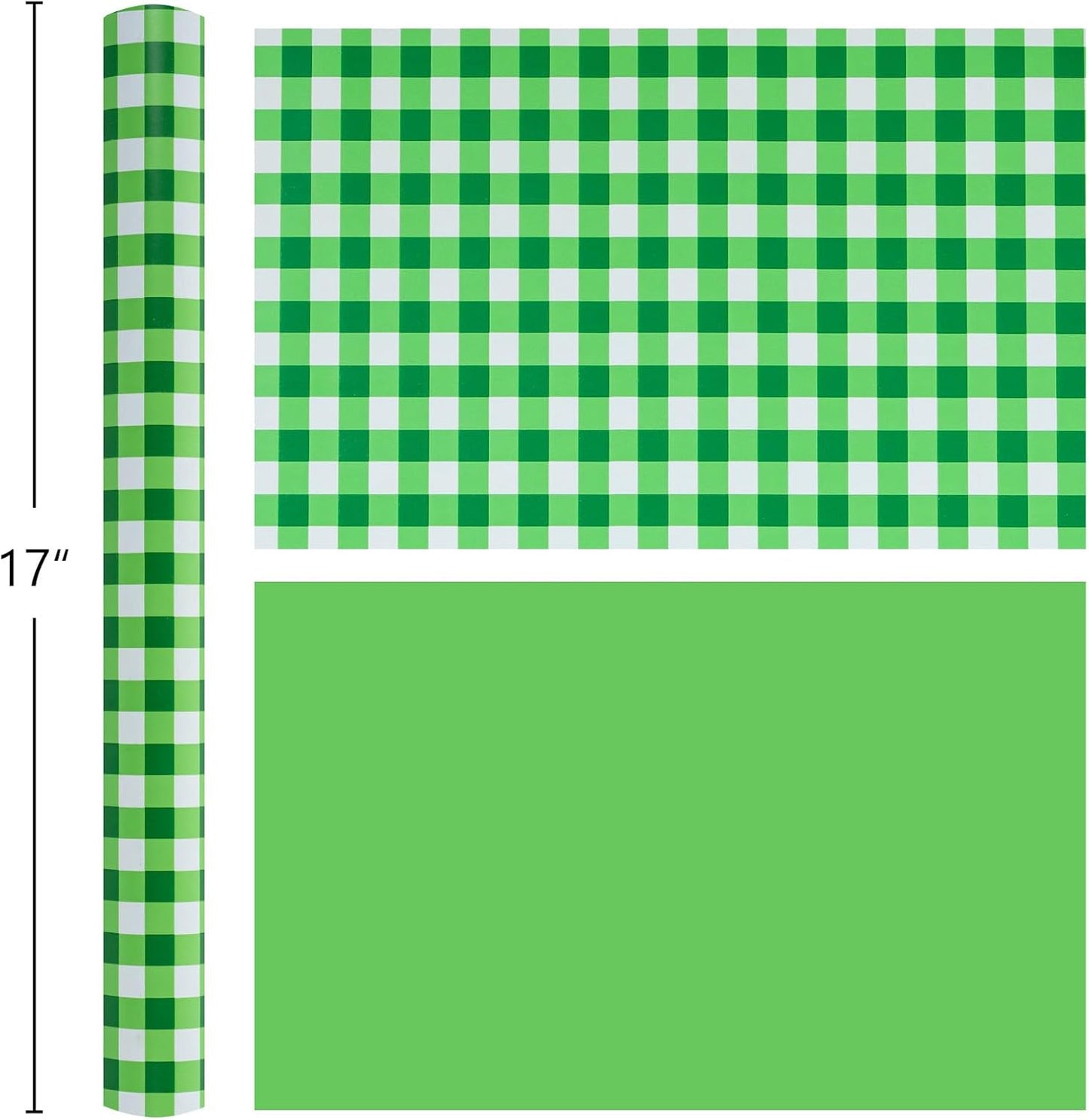 Burymento Green Checkerboard Wrapping Paper, Gift Wrap for Birthday, Valentines, Mothers day, Graduation, Wedding, Fathers day, Baby Shower, Christmas (17in x 32.8ft)
