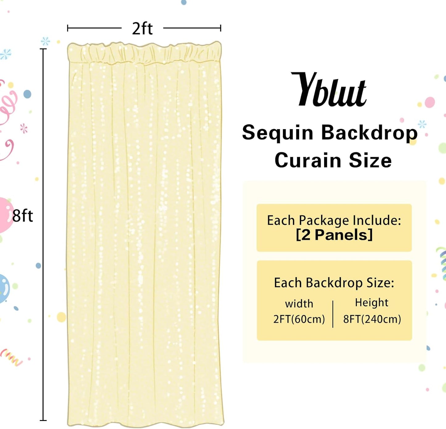 Black Sequin Backdrop Curtain 2 Pieces 2FTx8FT Glitter Photography Backdrop for Party Wedding Birthday Christmas Decorations