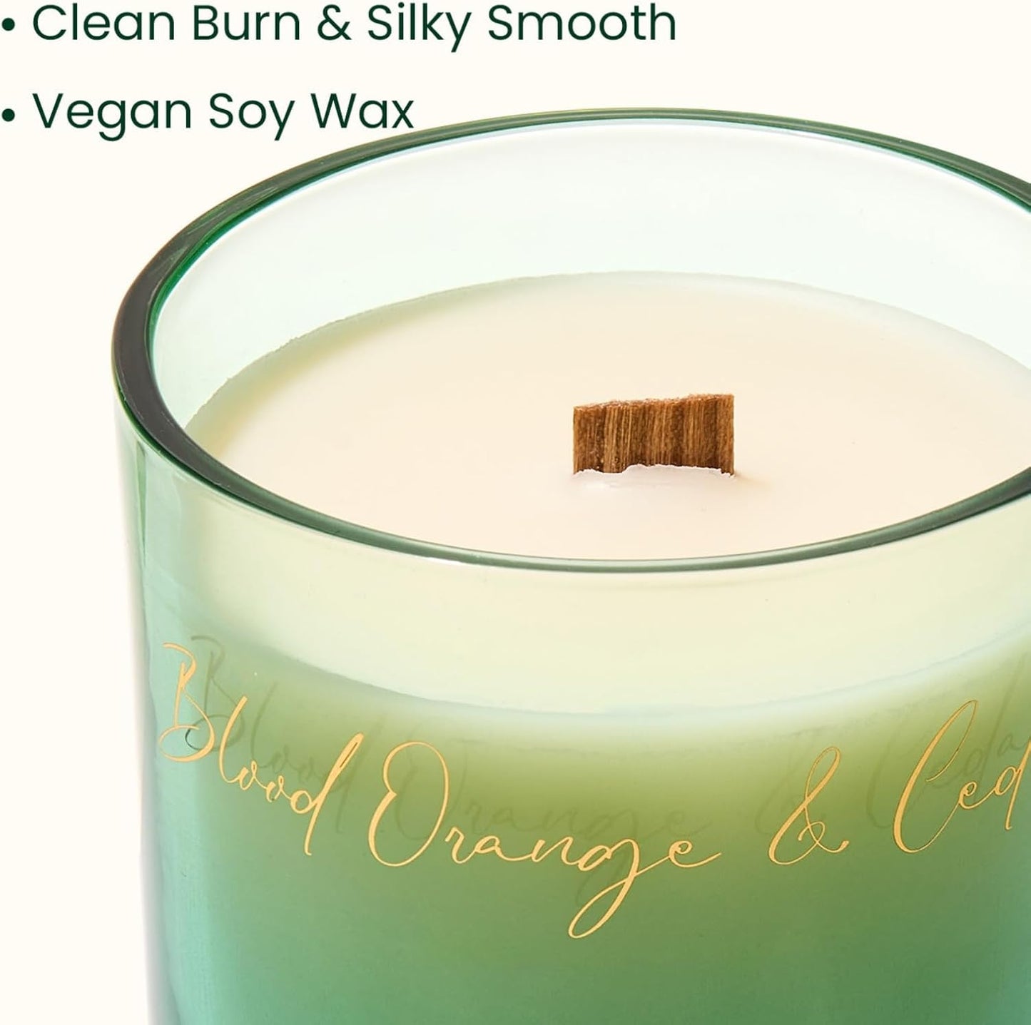 M&SENSE 16.6oz Natural Soy Large Jar Candle with Wooden Wick | Blood Orange & Cedarwood Scent | 95-Hour Burn & Long-Lasting Burn | Housewarming Gift for Men and Women