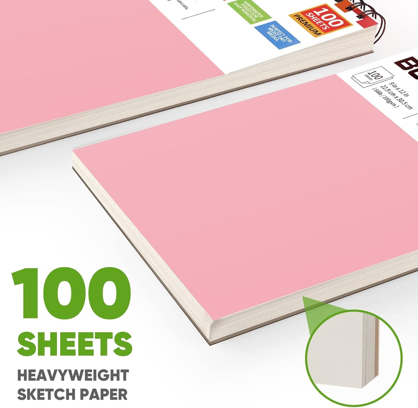 Art Supply Set - Sketching & Drawing Kit, Sketchbook Art Paper for Beginner Artists, Soucolor 9" x 12" Sketch Book, 2-Pack 100 Sheets Spiral Bound Sketchbook, Acid Free