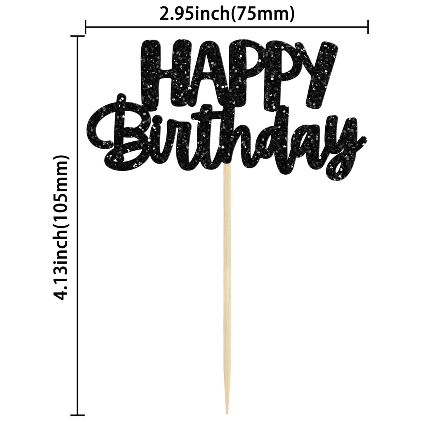 Gyufise 24Pcs Happy Birthday Cupcake Toppers Glitter Birthday Cake Topper Decorations for Celebrating Halloween Theme Party Decorations Supplies Black Purple