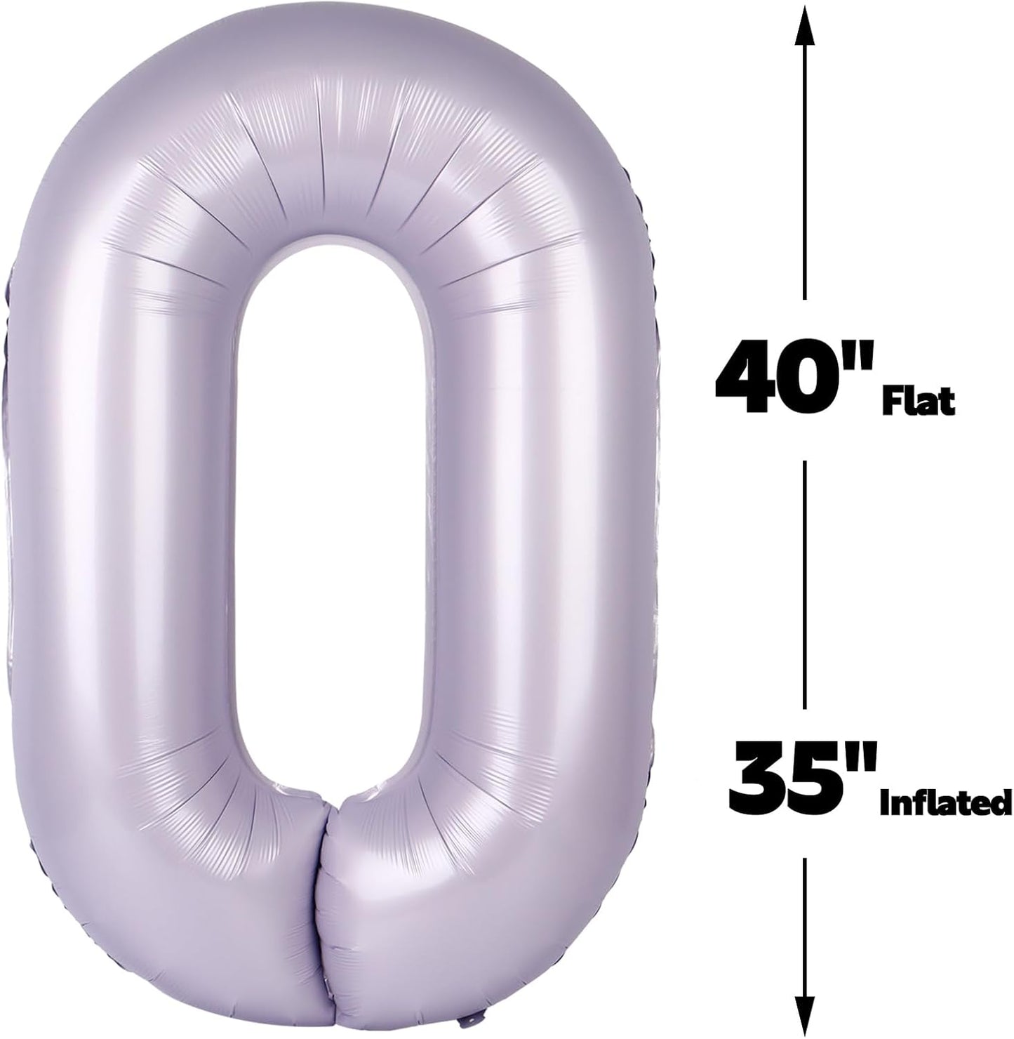 Lavender 40 Inch 0 Number Balloons, 0 Decorations for 10 20 30 40 50 60 70 80 90 100 Birthday,2026 Lilac Foil Giant Birthday Graduations Anniversary Party Balloon