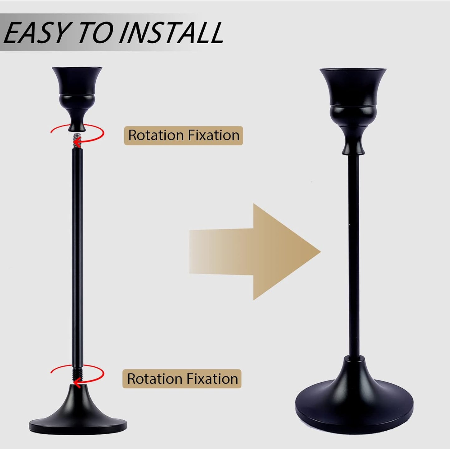 Vintage Black Candelabra Candle Holders for Fireplace & Dining