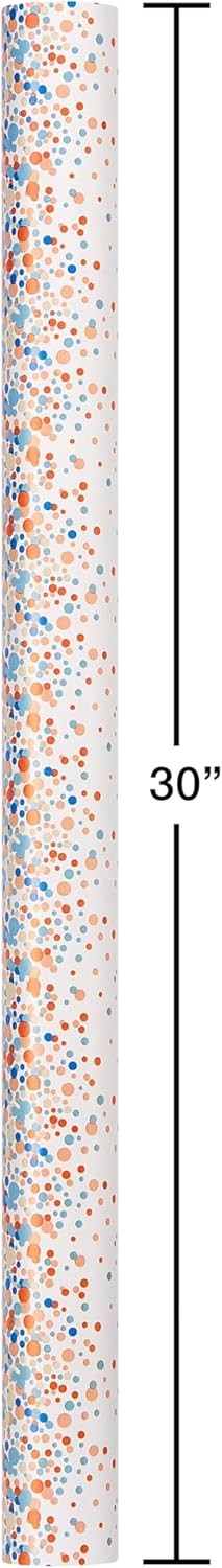 American Greetings 175 sq. ft. Reversible Wrapping Paper for Birthdays, Weddings, Bridal Showers, Baby Showers and All Occasions, Multicolored Polka Dots (1 Roll, 30 in x 70 ft.)