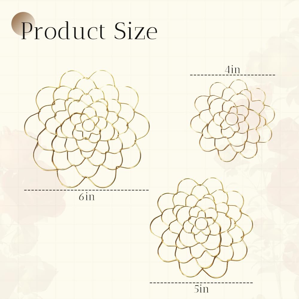 Stainless Steel Floral Grid Flower Arrangement Tool, 3pcs Reusable Floral Grid for Vase Stainless Steel Wire Flower Arranging Tool, Flower Grid Arranger for Arrangement Vase Plant Flower (Gold)