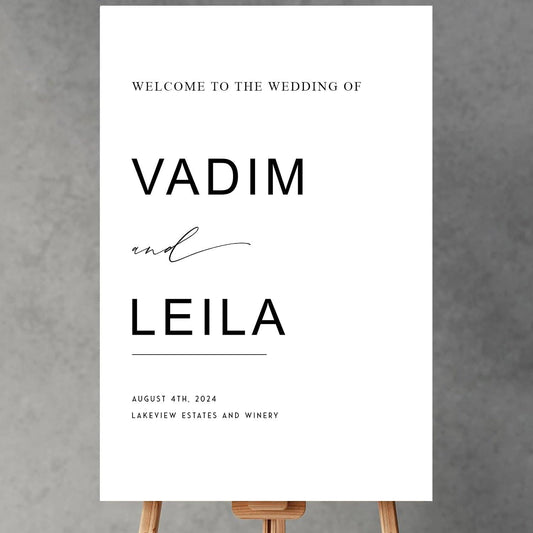 Minimalist Script Modern Wedding Welcome Signs, Welcome Sign Wedding, Customized Wedding Welcome Sign, Custom Wedding Welcome Sign