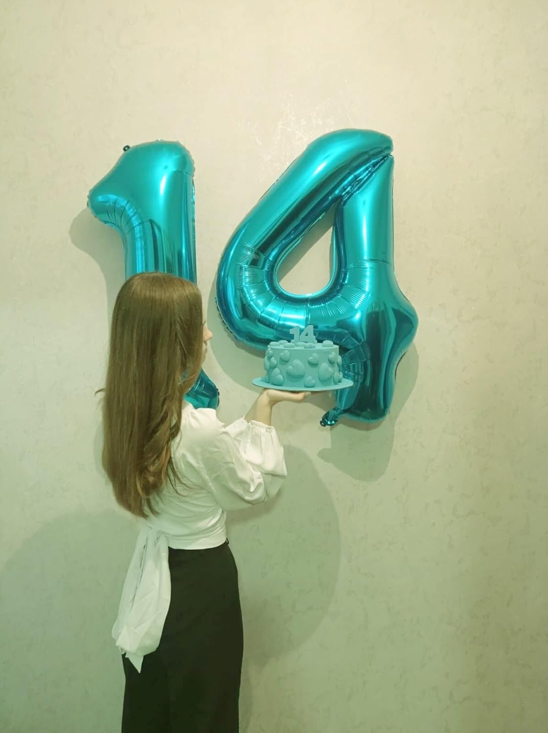 Teal Blue 40 Inch 0 Number Balloons, 0 Decorations for 10 20 30 40 50 60 70 80 90 100 Birthday, Teal Blue Foil Giant Birthday Graduations Anniversary Party Balloon