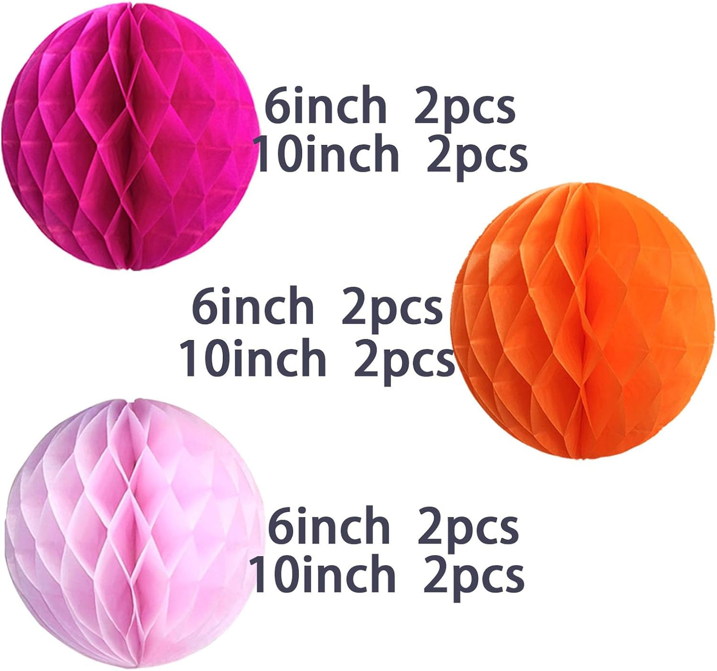 Paper Honeycomb Balls Decorations - 12 Pack Hanging Tissue Pom Poms for Weddings, Birthdays, Home Party Decor (Rose red Light Pink Orange)