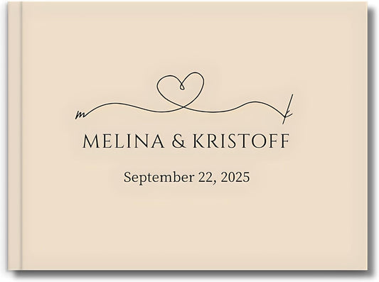 Wedding Guest Book – Personalized Polaroid Guest Book for Wedding Reception, Custom Sign In Photo Book with Blank Pages, Elegant Keepsake for Guests (Beige Minimal)