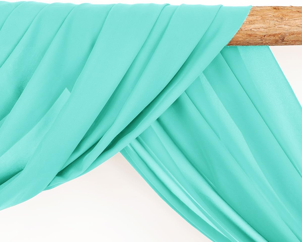 Wedding Arch Draping Fabric 2 Panels 30'' x 18FT Teal Sheer Chiffon Arch Drapery for Photo Booth Bridal Shower Baby Shower Church Decor Newborn Photography Christening Outdoor Party