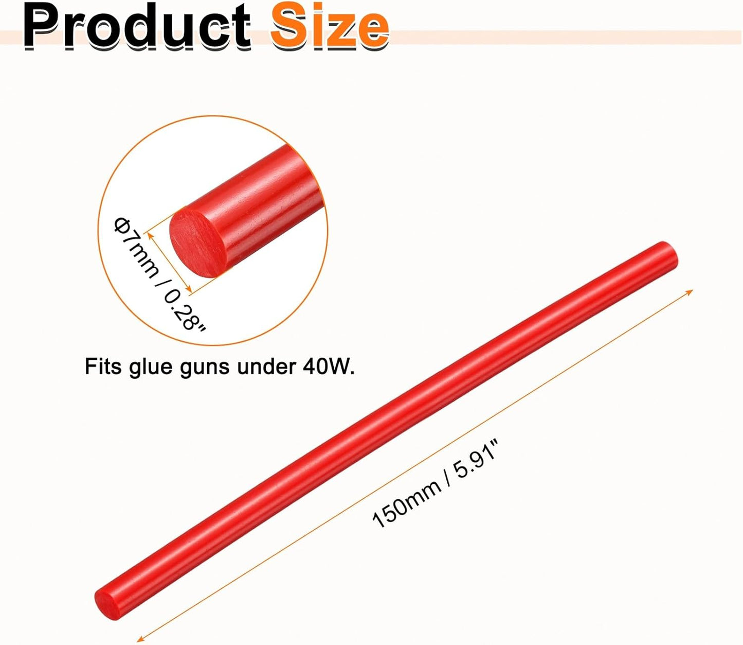 HARFINGTON 10pcs Hot Glue Sticks 0.28" Dia x 5.91" Long EVA Mini Hot Melt Adhesive Glue Stick for Hot Melt Gun Wood Plastic Glass Flowers Fabrics Foam, Red