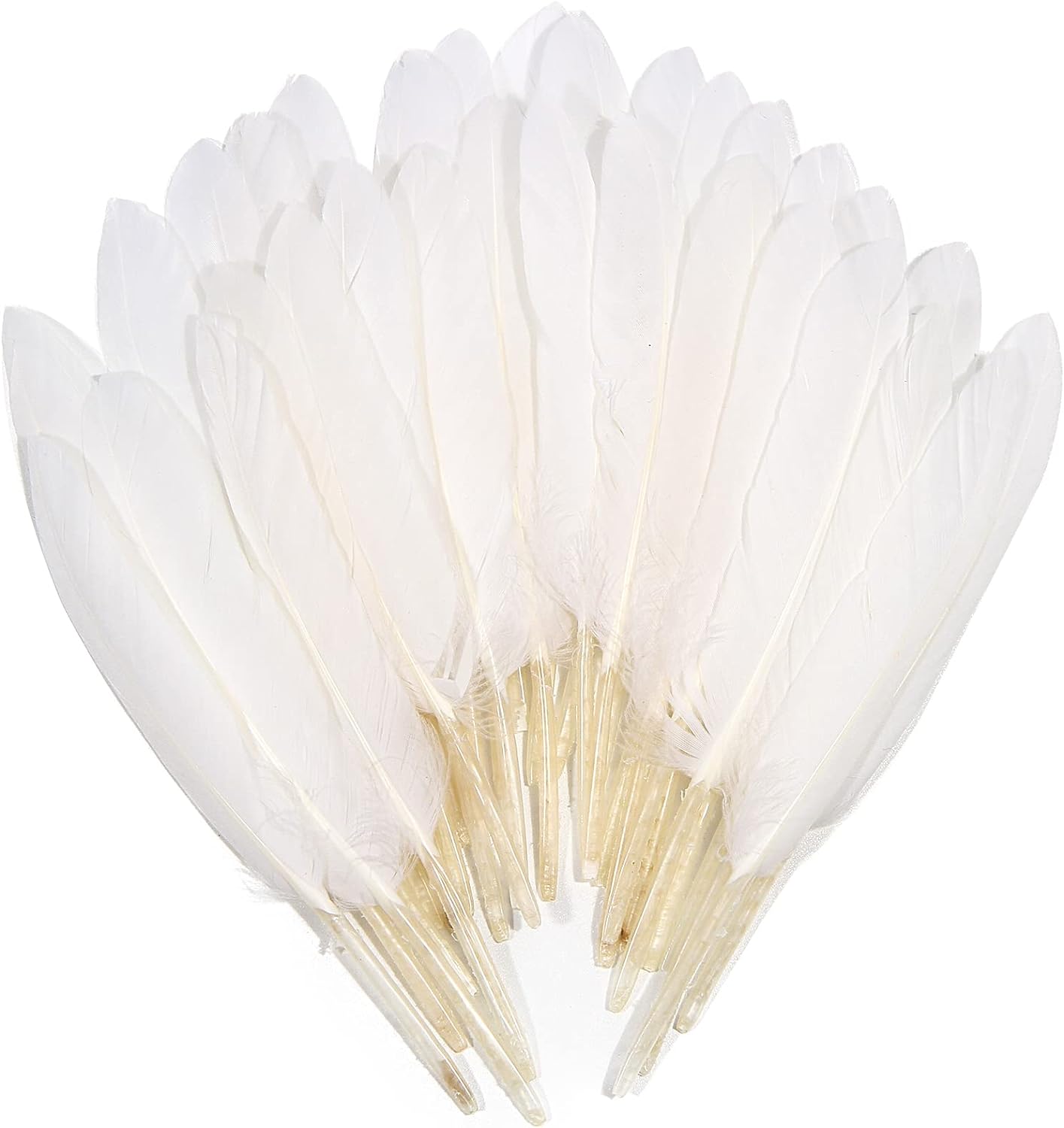 FeelfunFeather 120pcs White Goose Cochettes Feather Natural Bulk 4-6 inch 10-15cm for Wedding Party Christmas Halloween Decorations DIY Crafts