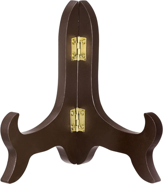 uxcell 5" Easel Plate Holder, Wooden Folding Display Stand Brown for Decorative Picture Frame
