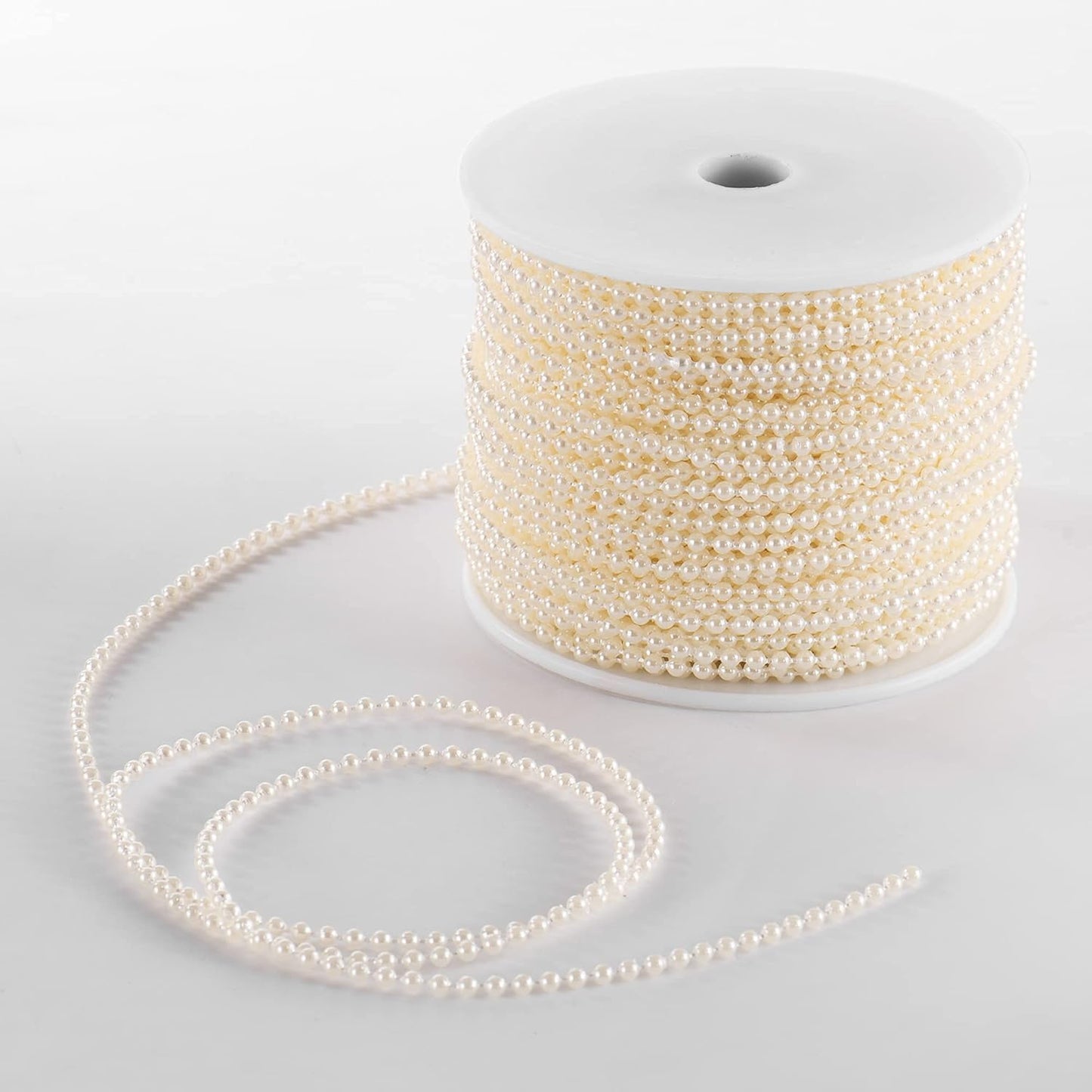 Craft String Pearls 3MM Pearl Bead, 99 Feet Ivory Faux Pearl Garland Spool Roll Strand Wedding Party Decoration