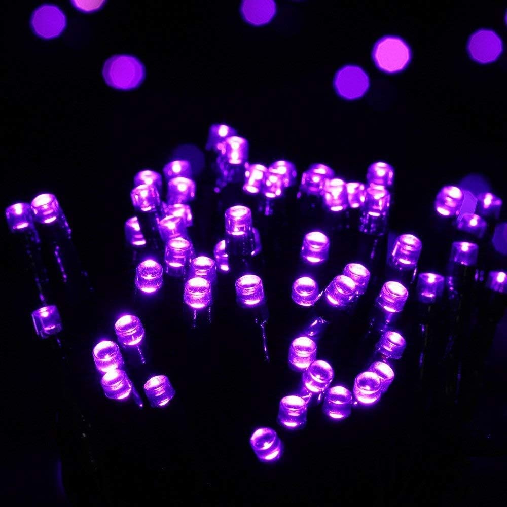 Toodour Solar Christmas Lights, 72ft 200 LED 8 Modes Outdoor Christmas String Lights, Waterproof Solar String Light for Xmas Tree, Fence, Holiday, Party, Balcony, Outdoo Xmas Decorations - Purple