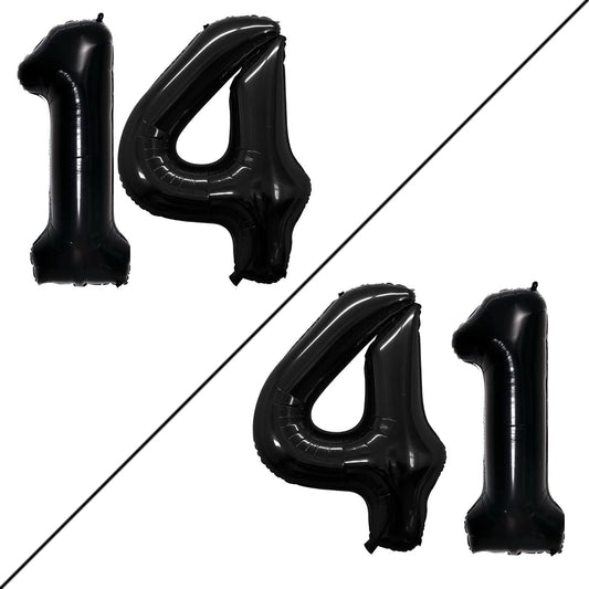 GOER Number 14 Balloons for 14th Birthday Sweet 14 Party Decorations,42 Inch Jumbo Foil Helium 41 Balloons for 41st Birthday Party Decoration (Black)